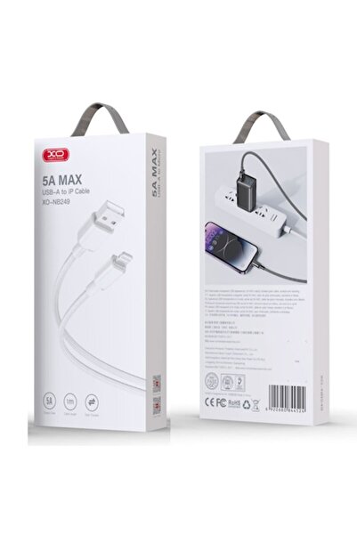 Xo Cablu Date si Incarcare (NB249), USB-A la Lightning, 5A, Braided, 1m, White