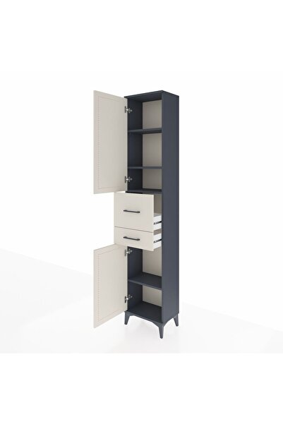 Dienni Arges Dolap 4 Raflı 2 Çekmeceli 2 Kapaklı 44x30x221 Antrasit-Aytaşı