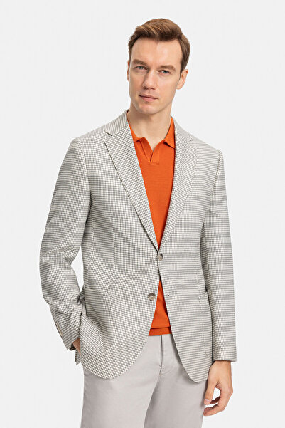 W Collection GRİ DÜĞMELİ KETEN YÜN CEKET