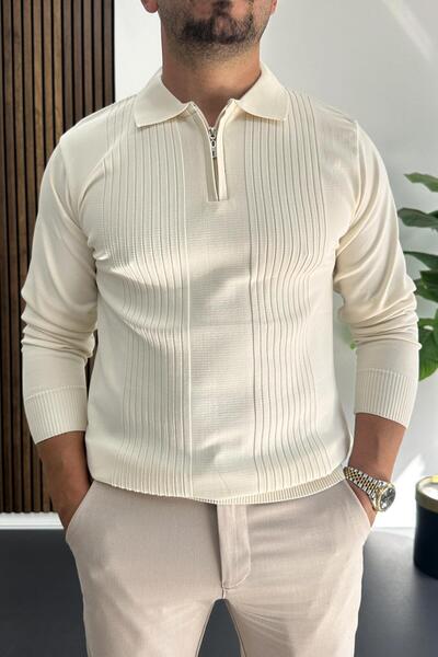 Edwox Ανδρικό πουλόβερ με σχέδιο κανονικής εφαρμογής κρέμα Edw422