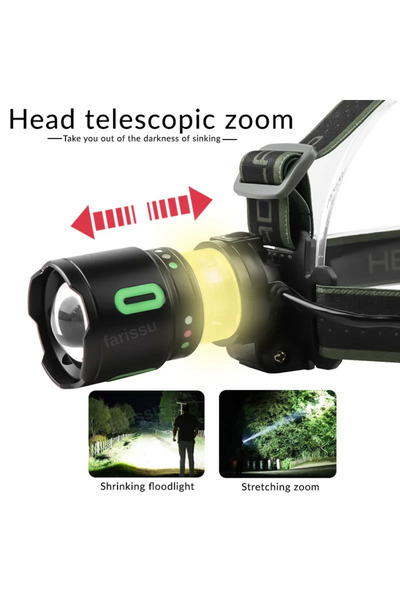 farissu OR-8117 Profesyonel Şarj Edilebilir Kafa Lambası (3x5800 mAh Pil, 8 Modlu, Güç Bankası Özellikli)