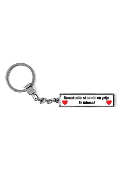 OEM Breloc metalic AUTO cu mesajul „Rămâi calm și condu cu prudență”, Betapri...