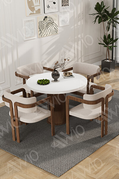 AVVİO Carmen Serisi Bohem Ayak 4'lü Tokyo Metal Demonte Sandalye Masa Sandalye Takımı