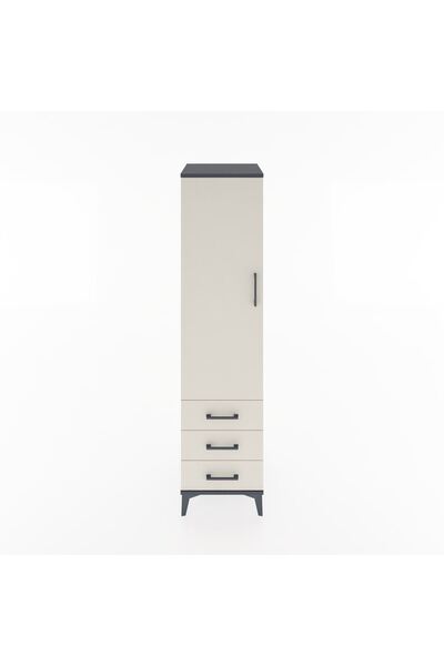 Dienni Hyperion Dolap Tek Raflı 3 Çekmeceli Tek Askılı 44x44x182 Antrasit-Aytaşı