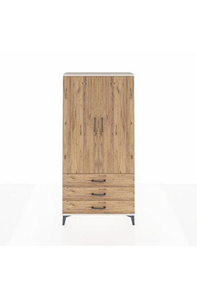 Dienni Arges Dolap Tek Raflı 3 Çekmeceli Tek Askılı 88x30x182 Aytaşı-Çam