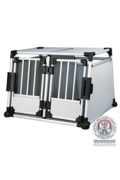 Trixie Cusca Dubla De Transport, Aluminiu, M-L: 93x64x88 cm, Pana la 50 kg, Argintiu/Gri, 39345
