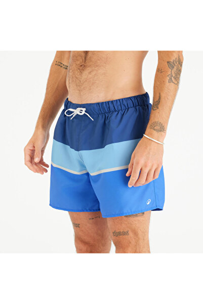 Decathlon Olaian Erkek Kısa 15" Deniz Şortu - Mavi - STRIPPY 100