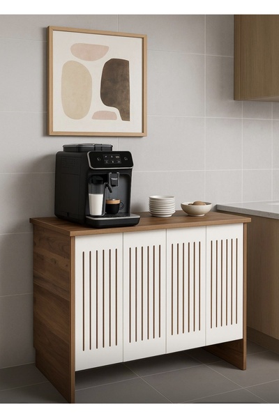 bangu Petek Üstü Kahve Köşesi Dolabı ( 120 cm ) Çok Amaçlı Raf ( Derinlik 47 cm ) BKDM002