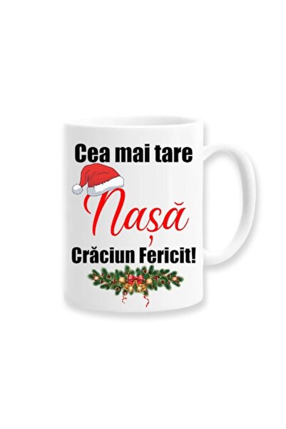 OEM Cana personalizata cu mesajul 'Cea mai tare nasa, Craciun Fericit', model...