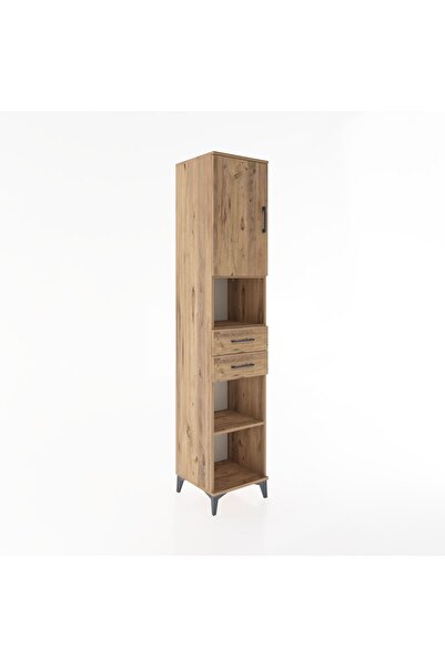 Dienni Hyperion Dolap 4 Raflı 2 Çekmeceli Tek Kapaklı 44x44x221 Çam-Çam
