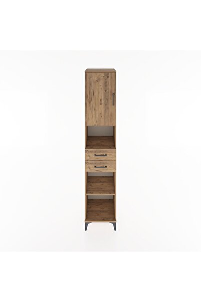 Dienni Hyperion Dolap 4 Raflı 2 Çekmeceli Tek Kapaklı 44x44x221 Çam-Çam