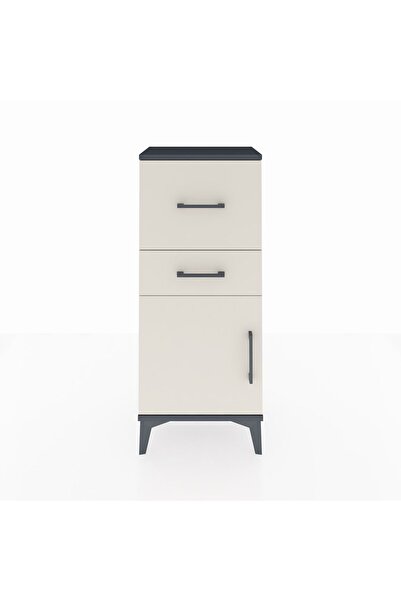 Dienni Arges Komodin Tek Raflı 2 Çekmeceli Tek Kapaklı 44x30x106 Antrasit-Aytaşı