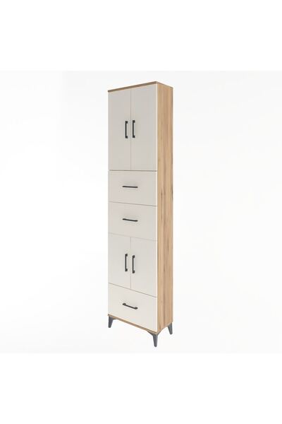 Dienni Arges Dolap 5 Raflı 3 Çekmeceli 4 Kapaklı 60x30x243 Çam-Aytaşı