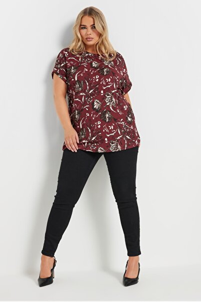 Stil Diva Plus Size Short Sleeve Crew Neck Printed T-Shirt 303841