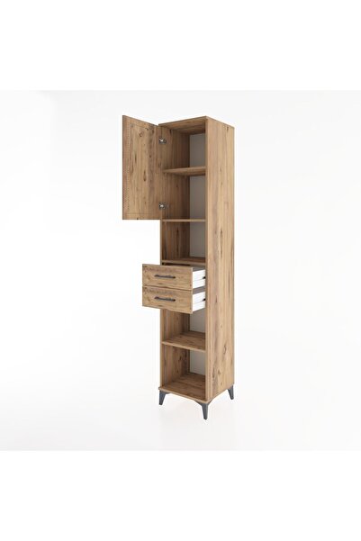 Dienni Hyperion Dolap 4 Raflı 2 Çekmeceli Tek Kapaklı 44x44x221 Çam-Çam