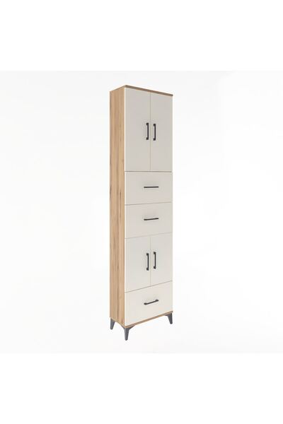 Dienni Arges Dolap 5 Raflı 3 Çekmeceli 4 Kapaklı 60x30x243 Çam-Aytaşı