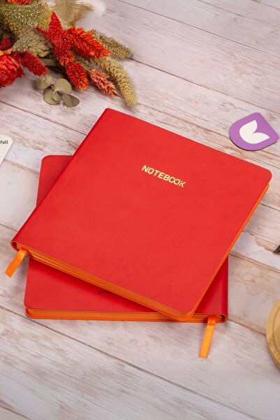 DİVAL غطاء جلد ناعم أحمر مقاس 16.5 × 16.5 سم، دفتر ملاحظات مدرسي مخيط غير مؤرخ