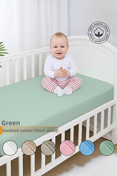 Vionel Home 100% Combed Cotton, Elastic Baby Bed Sheet, Organic Cotton, Mothe...