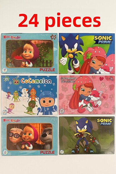 hak-iş oyuncak مجموعة ألغاز مرخصة مكونة من 5 قطع - ماسا والدب العملاق، سونيك،...