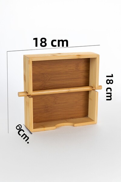 Bambuland Wooden Bamboo Napkin Holder - 18X18 cm Natural Table Accessory