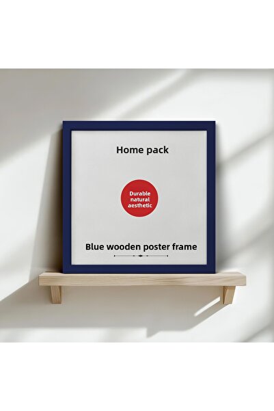 HOMEPACK 30X30 cm Blue Wooden Framed Poster Frame, 3 Pieces Blank Frame, Blue-Frame-30X30