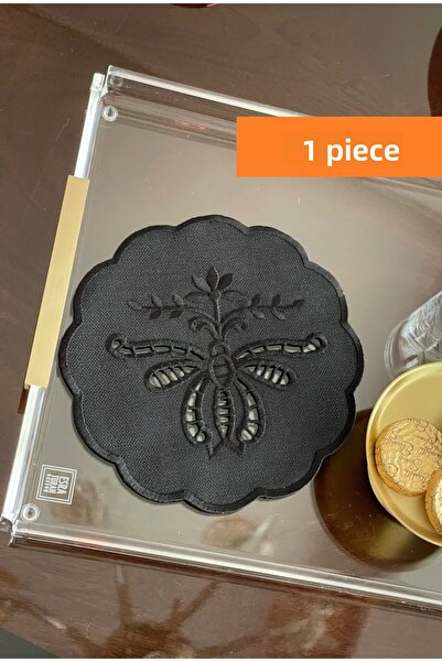 QBR Home Șervețel de prezentare pentru cocktail brodat cu broderie. Model Flu...