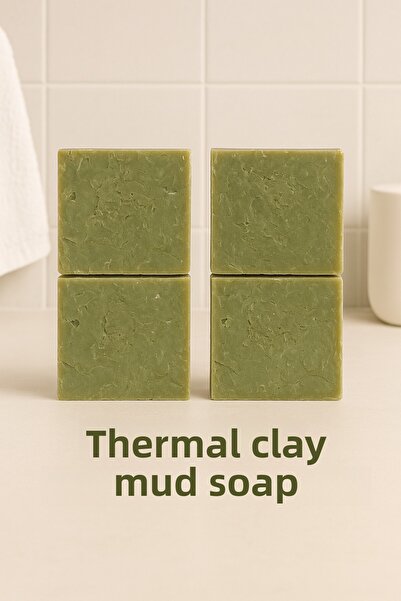 Newleaf 4 قطع صابون الطين الحراري – صابون للبشرة بتأثير شد المسام وإزالة السموم 110 جرام