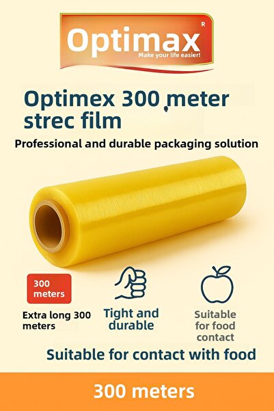 OPTİMEX شريط مطاطي 30 سم * 300 متر (300 متر بالكامل) مناسب للطعام 9 ميكرون