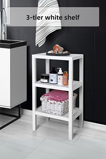 Depa 3 Tier White Shelf Bookcase & Bathroom Organizer 73.5 cm
