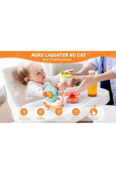 Schulzz 3in1 Sensory Educational Toy with Suction Cup Snail High Chair Toy Lila