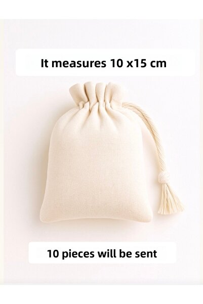 ALASEREN 10 قطع 10×15 سم حقيبة متعددة الأغراض من القماش الخام المطاطي بلون بي...