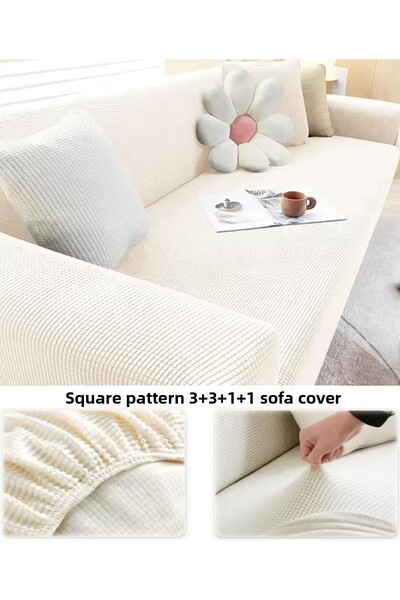 StarMall Ελαστικό κάλυμμα καναπέ με τετράγωνο σχέδιο που πλένεται Ελαστικό μο...