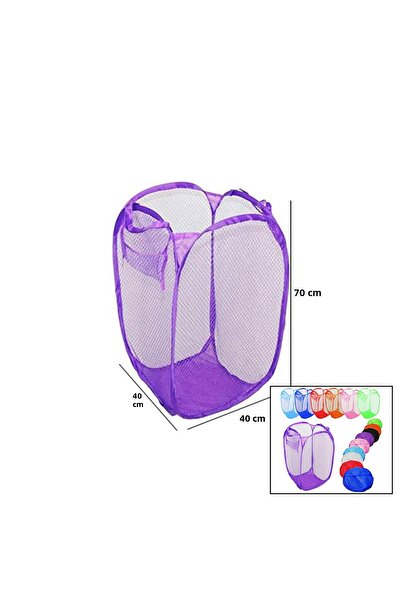 Go İthalat Easy Open Hamper Colorful Toy Basket Net 40X40X70Cm (5273)