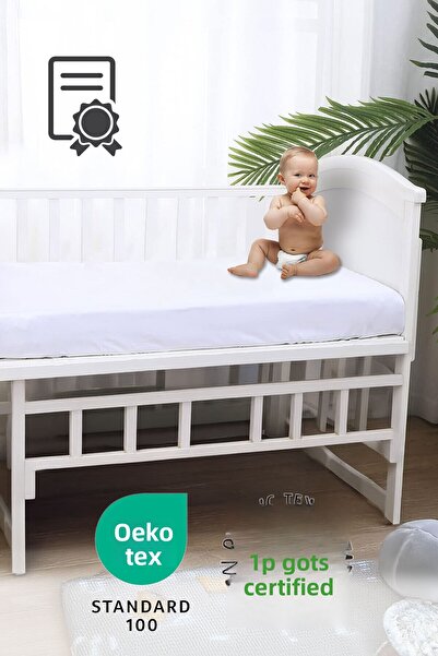 Vionel Home 100% Combed Cotton, Elastic Baby Bed Sheet, Organic Cotton, Mother's Side, Park Crib Sheet