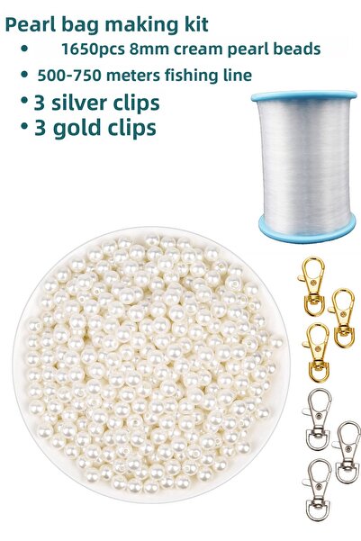 HERALDİS Set de fabricare a genți cu mărgele de perle 8 MM, snur pentru geant...