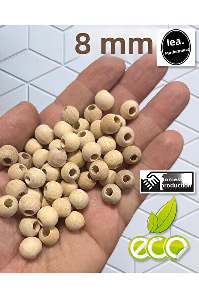 Artdeco 8 mm Raw Wood Beads (50 Grams, Approximately 205 Pieces) Hole Diameter 3mm Macrame Jewelry Bracelet Wood