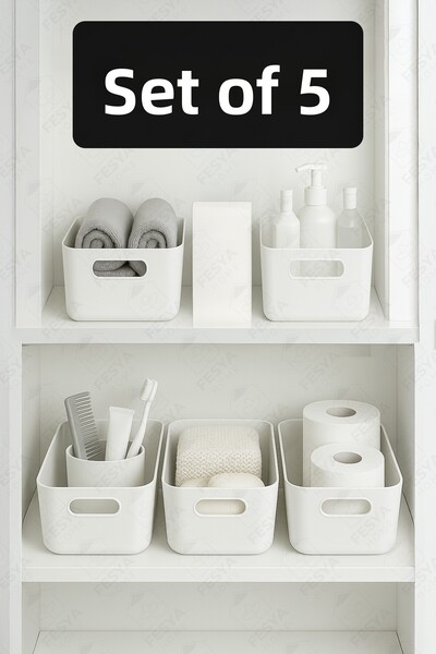 Fesya Home 5 bucăți coș organizator de 3,5 l, organizator, sertar și cutie or...