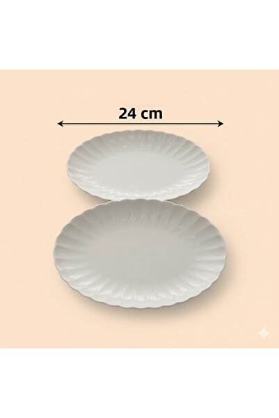 Kütahya Porselen Bone Luz Form 24 cm Kayak Plate 2 Li (with Emblem)