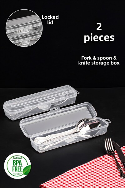 Porsima 2 Pieces Fork Spoon Knife Pen Holder Box - Toothbrush Makeup Accessory Storage Container Box - Multix Box