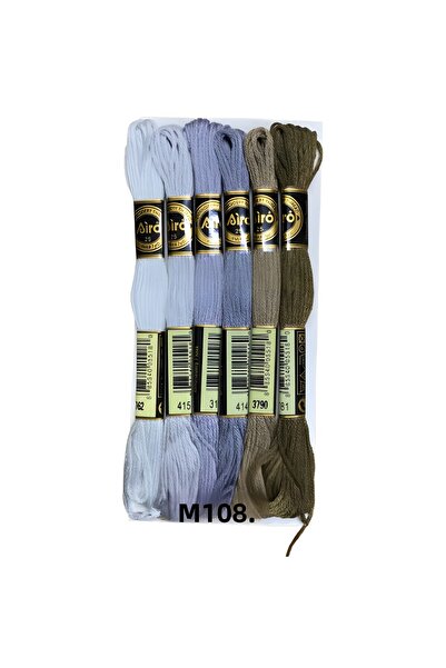 EleganTShoP Set de 6 fire de ață de brodat Airo Muline Etamine Coton