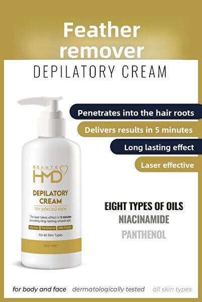 BEAUTE HMD Laser Effective & Hair Removal & Hair Reducing Cream for Whole Body & All Skin Types 250 ml