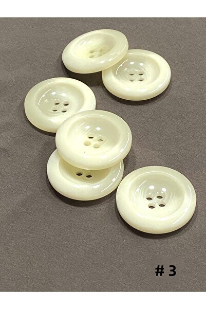 karantuhafiye Παλτό Ζακέτα με κουμπιά μεγάλου μεγέθους / Λευκό χρώμα / Σετ 6 τεμαχίων / # 3