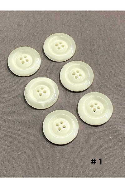 karantuhafiye Παλτό Ζακέτα με κουμπιά μεγάλου μεγέθους / Λευκό χρώμα / Σετ 6 τεμαχίων / # 1