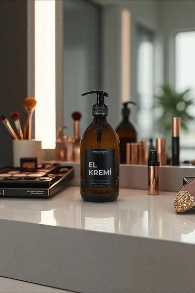 Simona Home Amber Glass Bottle 500ml Daily Life Collection Hand Cream Bottle with Pump Head Black Label