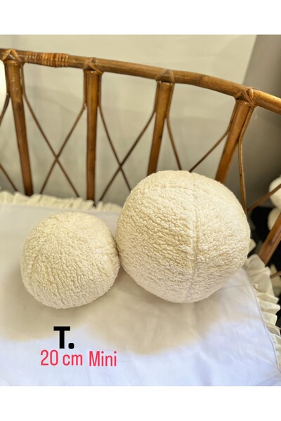 Cherry Bloom Cotton 2-Piece Ball Pillow Mini 20 cm Ecru and Cream