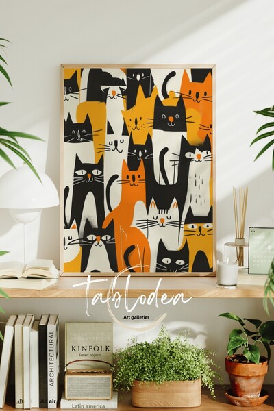 tablodea Tablou minimalist cu poster înrămat cu pisică, Tablou Pinterest cu p...