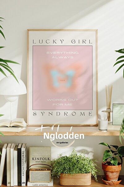 tablodea Tablou cu poster modern înrămat cu textul „Lucky Girl”, pictură deco...