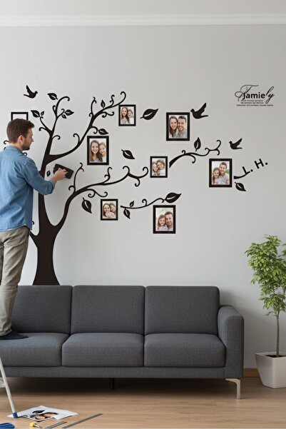 KT Decor مجموعة ملصقات حائط لتزيين غرفة المعيشة على شكل شجرة الصويا مع إطار ص...