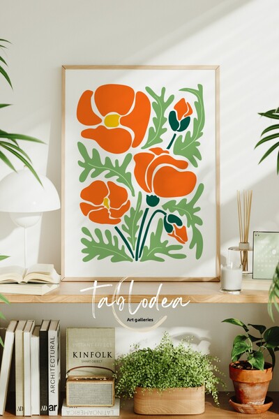 tablodea Pictură modernă înrămată cu flori colorate, pictură decorativă minim...