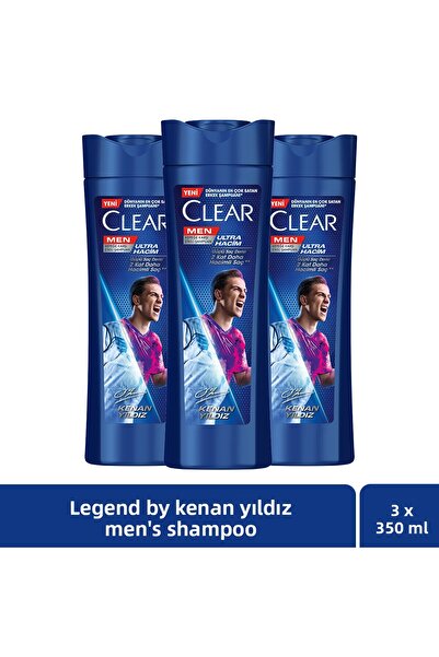 Clear Men's Anti-Dandruff Shampoo Kenan Yıldız Ultra Volume 350 ml x3